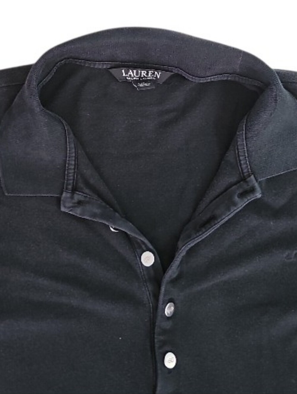 Vintage Lauren Ralph Lauren Polo Dress Sz L Black Logo Tape Cotton Stretch Y2K - Picture 4 of 14